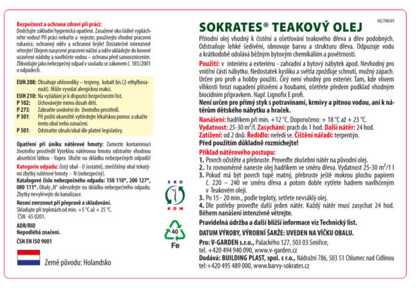 Sokrates V-garden Teak olej 0,6l - Image 5